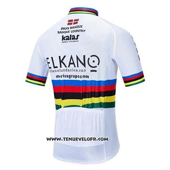 2020 Maillot Ciclismo UCI Mondo Champion Euskadi Murias Blanc Manches Courtes et Cuissard